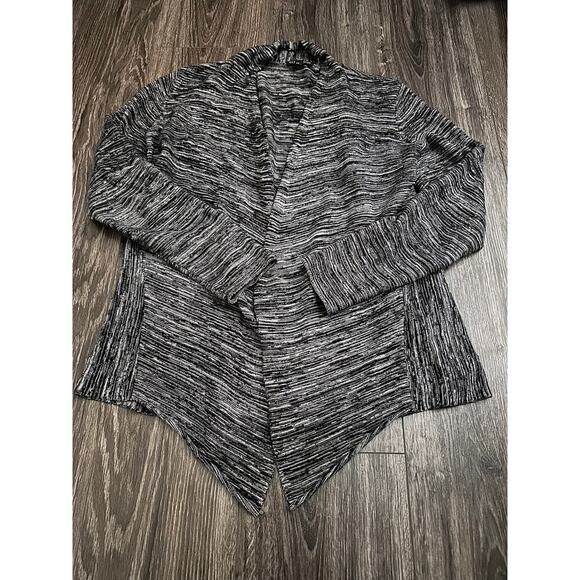 Eileen Fisher Heather Black Silk Organic Cotton Open Front Cardigan Size Small - Picture 1 of 9
